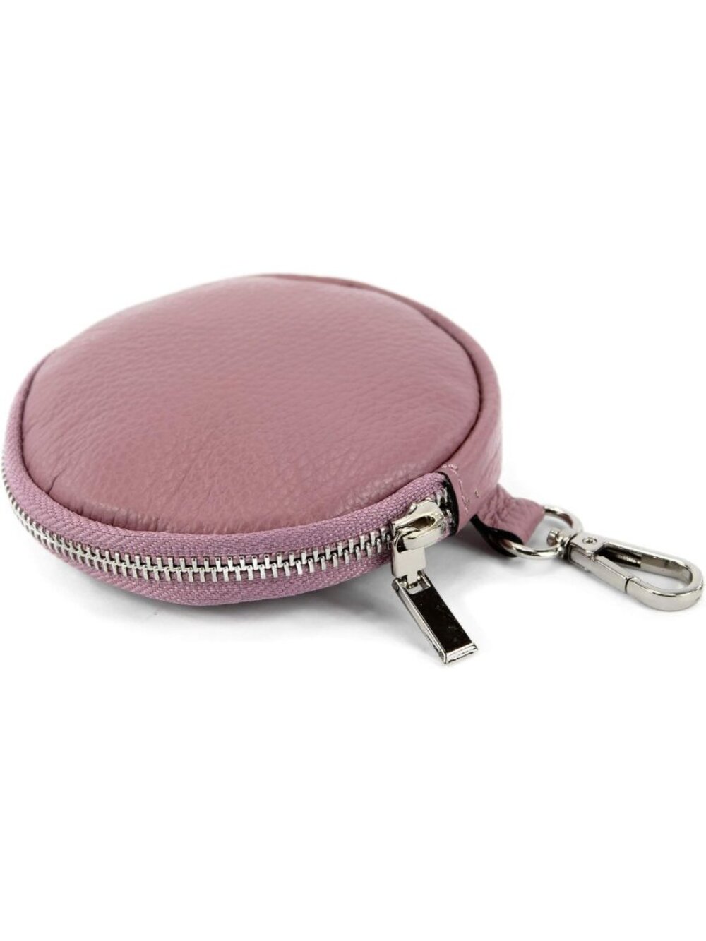 Handmade Italian Leather Round Wallet Bag Charm - 11.5 cm, Old Pink, Stylish